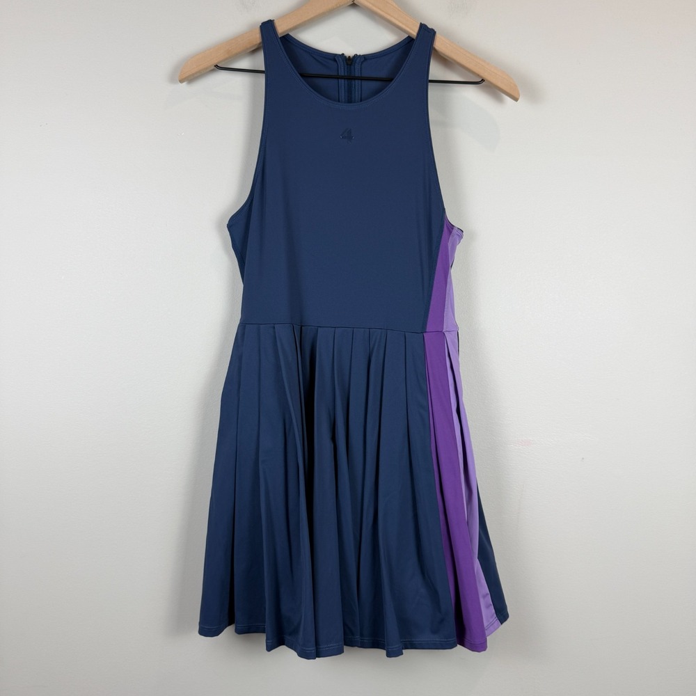Fourlaps‎ Swift Pleated Tennis Dress Women's XS Blue Purple Sleeveless Athletic